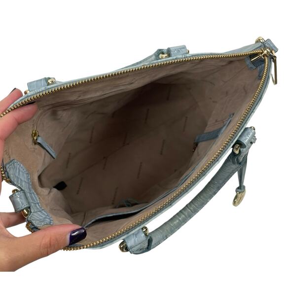 Brahmin Duxbury Satchel Bag Melborne Sky Blue Croc Embossed - Picture 10 of 10
